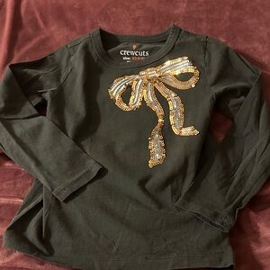Crewcuts Kids Long Sleeve Tee with Gold Sequin Bow